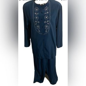 Sg Sport Collection Pants Suit Tunic Top Size M Emerald Green 10-12￼ Embroidered